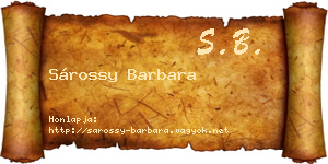 Sárossy Barbara névjegykártya